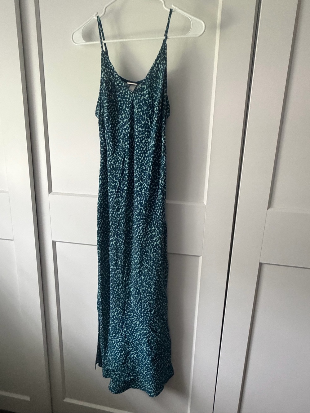 Blue and Green Slip Maxi Dress in animal print - S - NWT